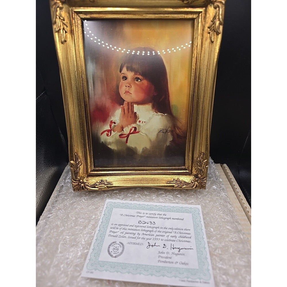 Vintage 1992 PEMBERTON & OAKES "A CHRISTMAS PRAYER" D. ZOLAN COA B2433 All Certs
